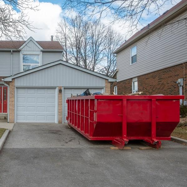 construction waste dumpster in urban area